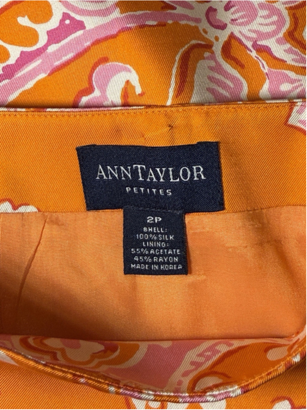 Ann Taylor Petite 2P Silk Paisley Pencil Skirt - Picture 2 of 3